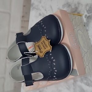 NWT & Box Angel Brand girl's genuine leather navy Mary Jane's